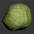 Fresh Green Cabbage With Vibrant Leaves Round Shape On Dark Background