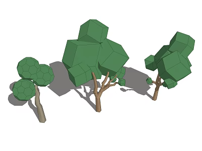 Cartoon Scenery With Playful Green Trees And Low Poly Foliage Design 3d model