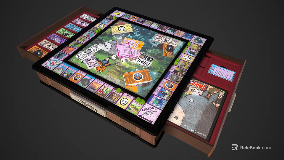 Fun Board Game Set With Wooden Case Colorful Tiles And Game Cards For Family 3d model 