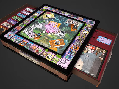 Fun Board Game Set With Wooden Case Colorful Tiles And Game Cards For Family 3d model