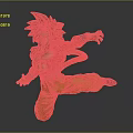 Game Anime Character Goku Black Spiky Hair Red Shirt Yellow Pants Fighting Stance Statue