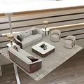 Modern Sofa and Coffee Table Set With Decorative Pillows Side Tables and Lamps