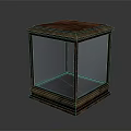 Classic Wooden Side Table With Square Top Glass Panels And Wooden Base