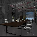 Industrial Style Office Interior Design With Metal Grid Partitions Bookshelves And White Chairs