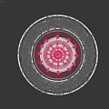Outdoor Fountain Structure Multi Tiered Design With Water Flowing And Pink Flowers Around Base