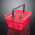 Durable Red Plastic Shopping Basket With Black Handle For Daily Shopping