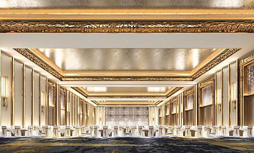 Light Luxury Ballroom 3d model