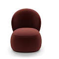 Maroon Single Sofa With Modern Rounded Design And Plush Soft Fabric 3d model