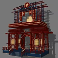 Traditional Chinese Architecture Photo Spot With Red Wooden Structure Placards Round Decorations And Steps