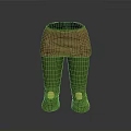 Woman Wearing Green Leggings With Brown Skirt And Yellow Knee Patches Outfit
