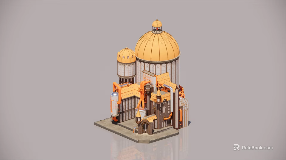 Ornate European Architecture With Golden Domes Tall Towers And Arched Details 3d model 
