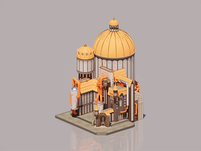 Ornate European Architecture With Golden Domes Tall Towers And Arched Details 3d model