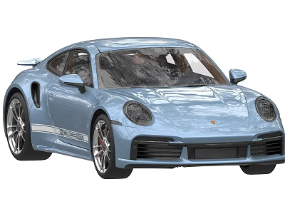 Light Blue Sports Car With Streamlined Design And Alloy Wheels Front View 3d model