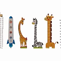Cute Animal And Rocket Height Chart Wall Hangings For Kids Room Decor