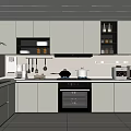 Modern Kitchen Interior With Open Design Cabinets Built-in Appliances And Ambient Lighting