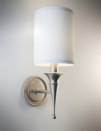 Modern Wall Sconce With White Fabric Shade And Metal Base For Interior Decoration 3d model