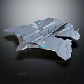 Futuristic Sci Fi Aircraft with Sleek Gray Design Blue Glowing Lights and Aerodynamic Wing Structures