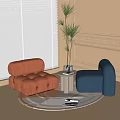 Modern Lazy Sofa Sofa Stool Side Corner Single Person Sofa 3d model