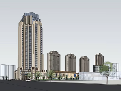 Modern High Rise Office Buildings With Urban Architecture And Landscaped Surroundings 3d model