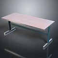 Modern Office Desk Featuring Light Wooden Top Dark Metal Legs And Stable Silver Base