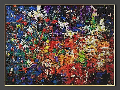 Modern Decorative Frame with Colorful Abstract Painting and Vibrant Textured Design 3d model
