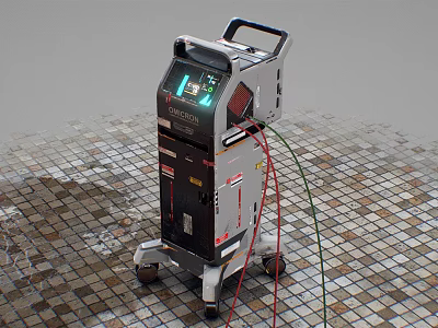 Mobile Medical Device Cart With Digital Display Control Panel And Cables 3d model