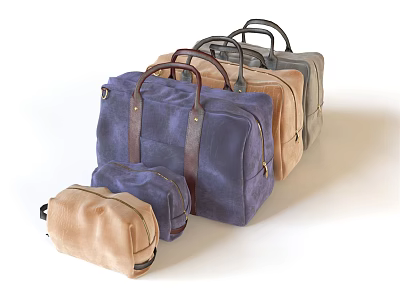 Stylish Assorted Color Luggage Bags In Different Sizes With Leather Handles And Classic Design 3d model