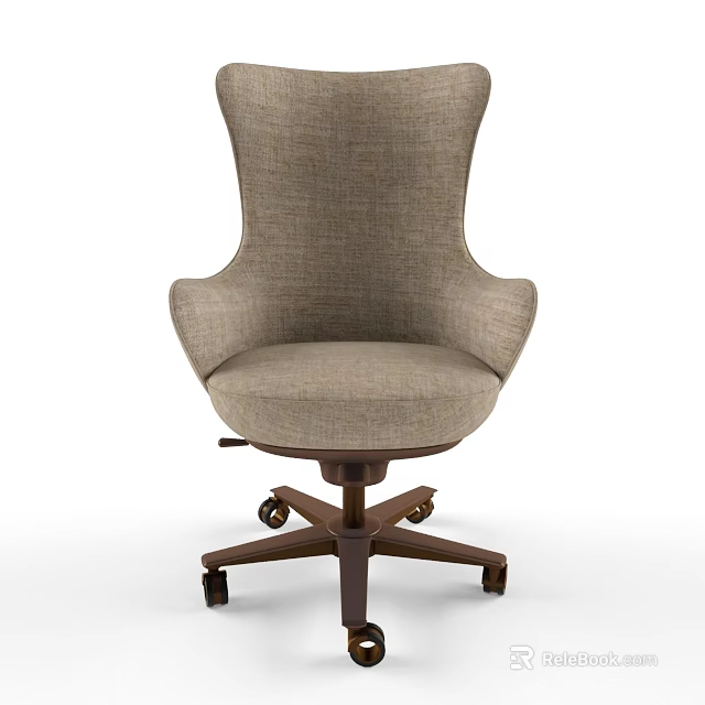 Modern Comfortable Linen Office Chair With Swivel Base And Rolling Casters 3d model 