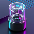 Modern Headphone Speaker With Transparent Glass Cover Metal Base And Colorful Lighting