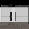 Modern Glass Double Doors In Contemporary Interior With Light Walls And Wooden Flooring