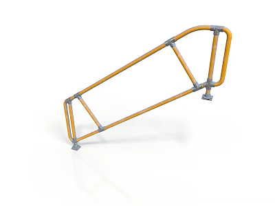 Orange Silver Metal Frame Equipment With Connecting Tubes And Fixed Base 3d model