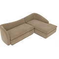 Beige Sectional Sofa With Curved Arms And Modern Upholstered Design 3d model