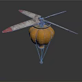Vintage Space Exploration Aircraft Featuring Pumpkin Shaped Balloon And Propeller Design