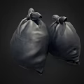 Public Facility Waste Management Using Tied Black Garbage Bags In Public Areas