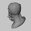 Game Movie Character Detailed Head Sculpture With Wrinkled Face And Curly Beard