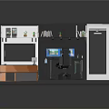 Modern Compact Room Interior With Bed TV Desk Chair And Wardrobe