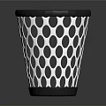 Mesh Design Trash Can With Black And White Polka Dots And Black Rim