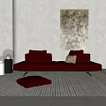Modern Multiplayer Sofa Coffee Table Combination 3d model