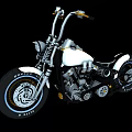 White Cruiser Motorcycle With High Handlebars Black Wheels And Chrome Accents