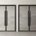 Modern Sliding Glass Doors With Black Frames For Interior Entry Design 3d model