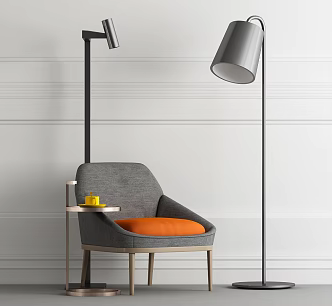 Modern sofa chair single chair floor lamp 3d model