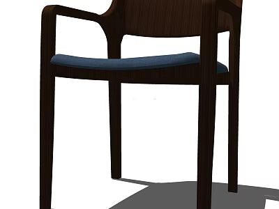 Modern Wooden Armchair With Blue Padded Seat And Elegant Sturdy Frame Design 3d model