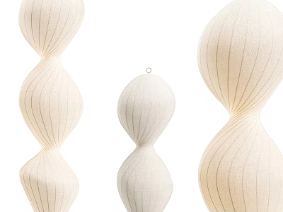 Three Modern White Floor Lamps With Curved Fabric Design And Striped Texture 3d model