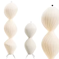 Three Modern White Floor Lamps With Curved Fabric Design And Striped Texture