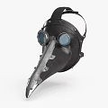 Black Leather Plague Doctor Mask With Long Beak And Glass Lens