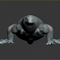 Realistic 3D Rendered Gray Lizard With Detailed Textured Skin On Dark Background