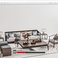 Modern Sofa Coffee Table Set With Side Tables Accent Chairs And Decorative Pillows 3d model