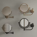 Round Wall Mounted Vanity Mirrors With Adjustable Arms Gold And Black Frames 3d model