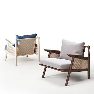 Nordic Sofa Chair Rattan Leisure Chair Combination 3d model