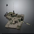 Military Combat Tank With Camouflage Turret Cannon Antenna And Flag